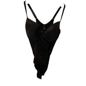 Marilyn Monroe Intimates black stin trim shaper bnody suit lingerie PLUS 2X